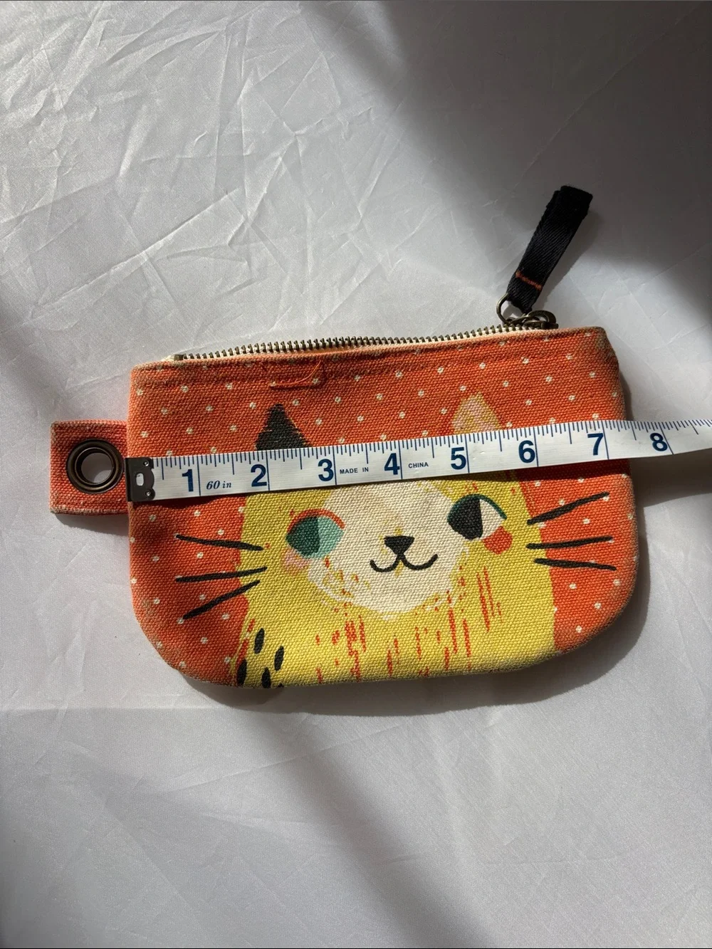 Danica Studio Cute Orange Cat Canvas Clutch or Coin Purse Bright Colors